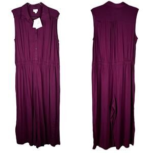 Lularoe Kathy Jumpsuit Plum XL Pockets Sleeveless 16-18 New